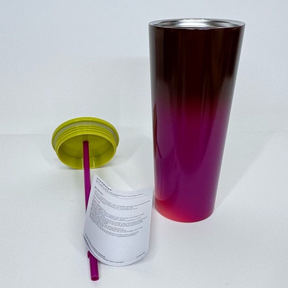 Starbucks Stainless Steel Purple Pink Green Ombre Tumbler With Straw 24oz - Picture 6 of 10